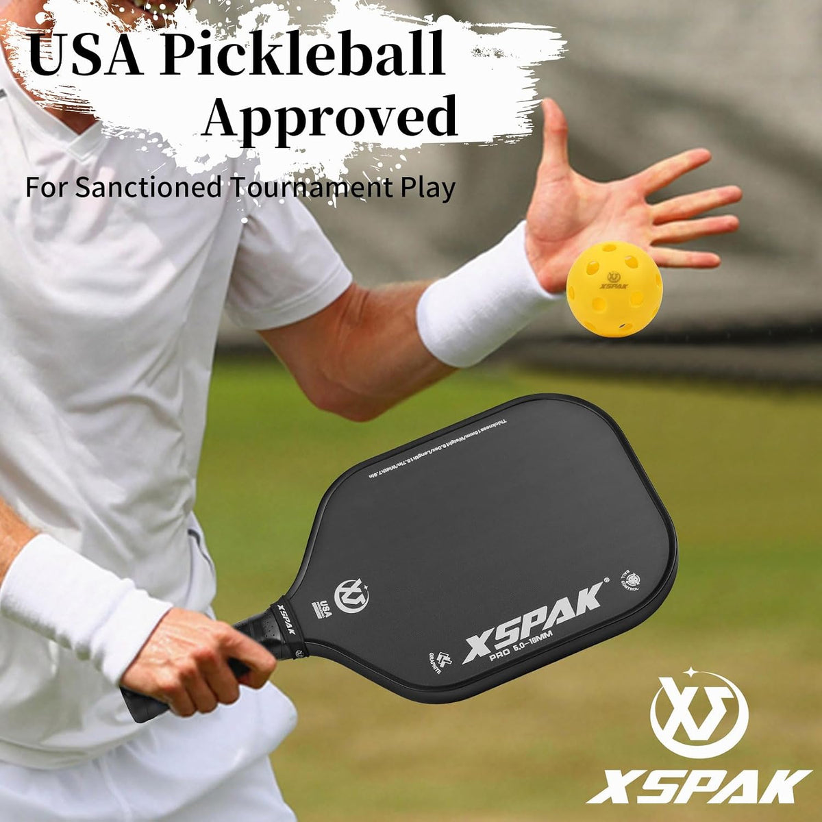 XSPAK PRO Series T700SC Tournament Carbon Fiber Pickleball Paddle, USAPA Certified with Honeycomb Core and Comfort Cushion Grip, Enhanced Power and Expanded Sweet Spot