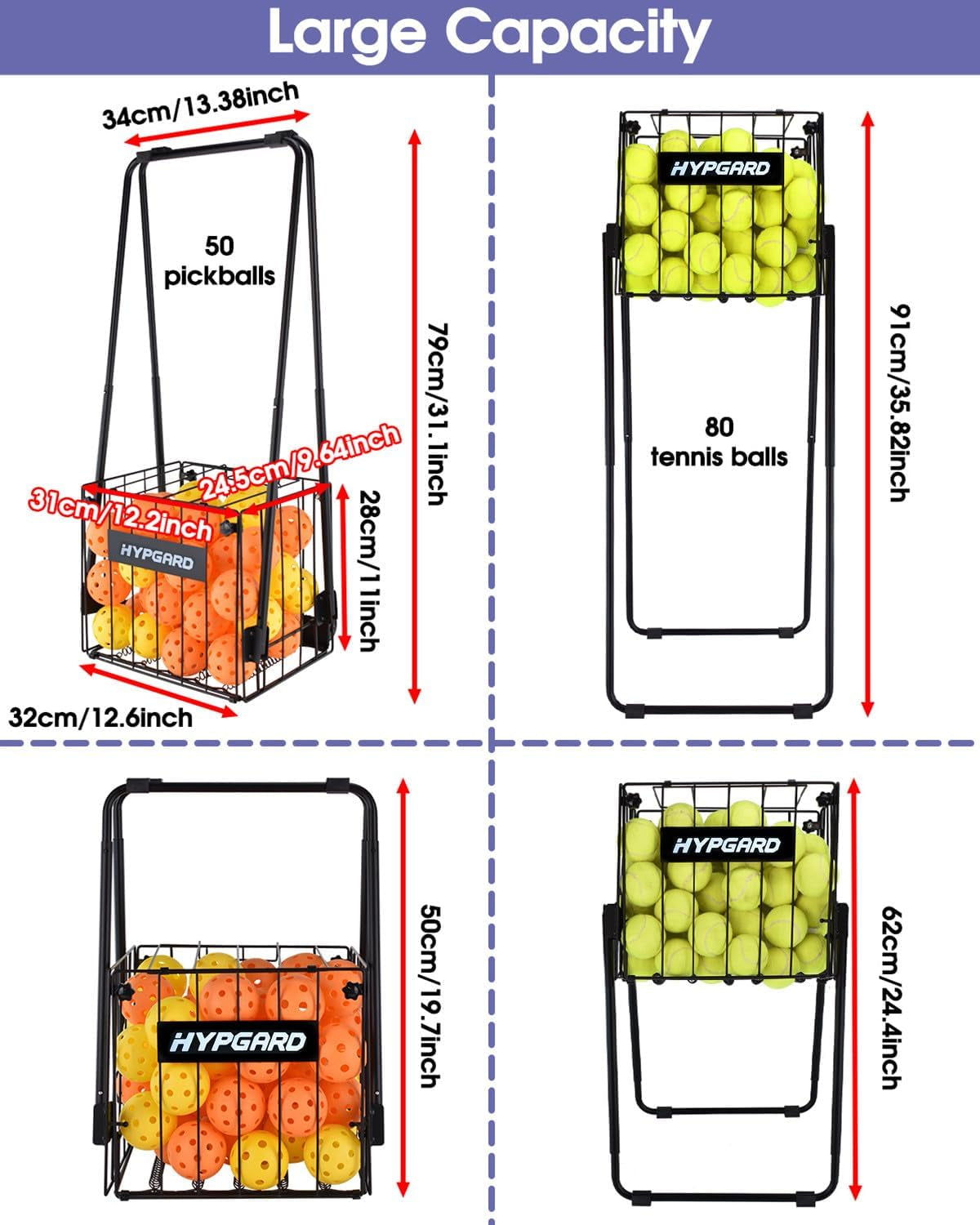 Foldable Tennis Ball and Pickleball Teaching Cart