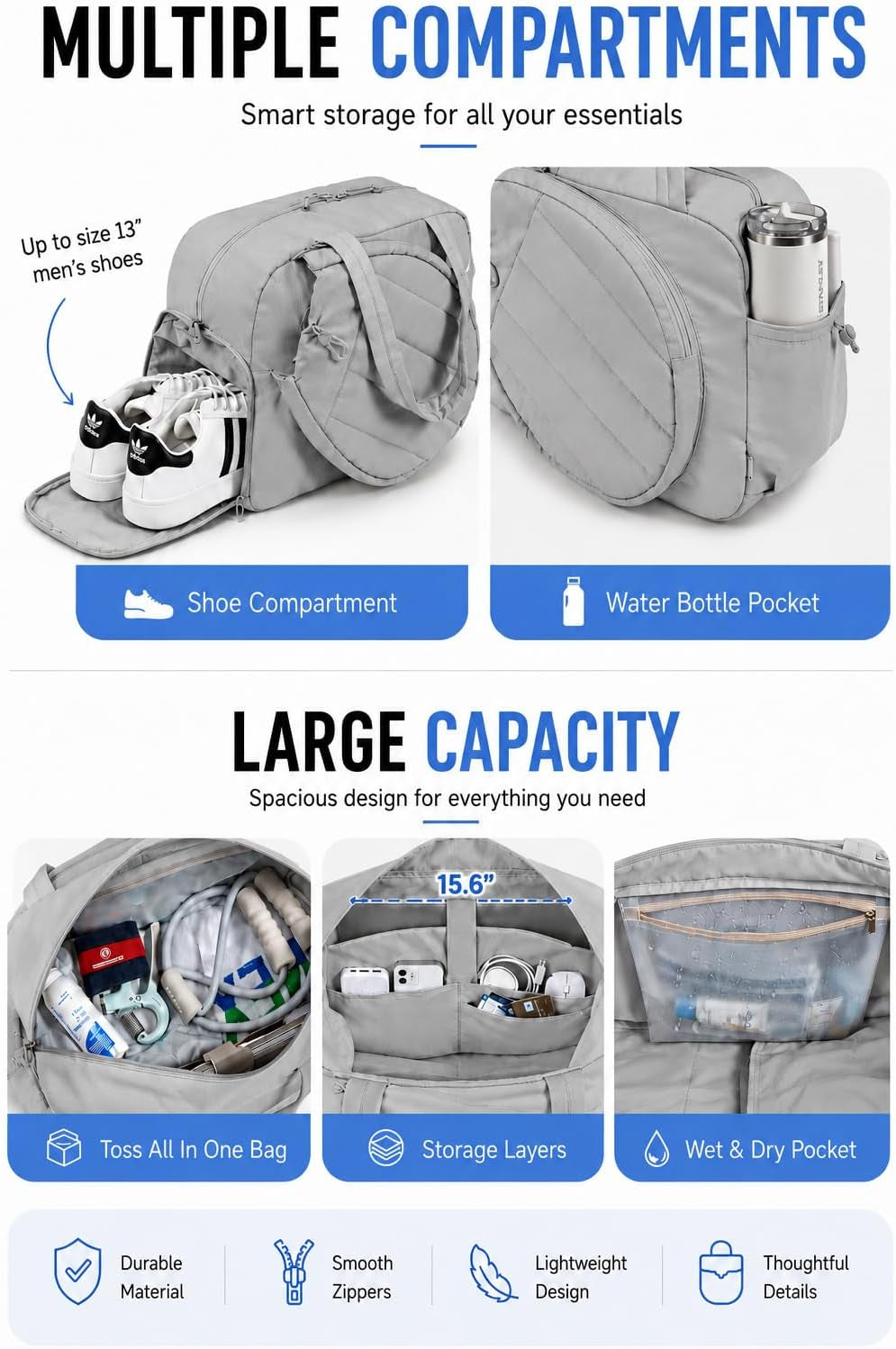 Quilted Pickleball and Tennis Racket Bag for Men and Women - Dual Racket Capacity with Shoe Compartment, Ideal for Gym, Court, and Travel