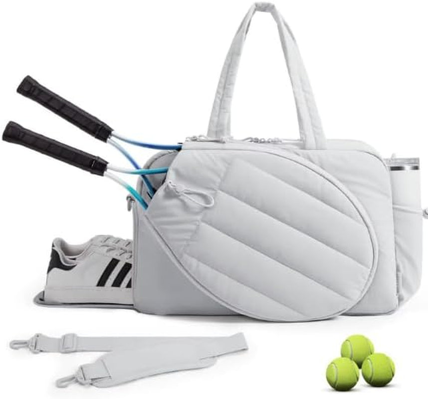 Quilted Pickleball and Tennis Racket Bag for Men and Women - Dual Racket Capacity with Shoe Compartment, Ideal for Gym, Court, and Travel