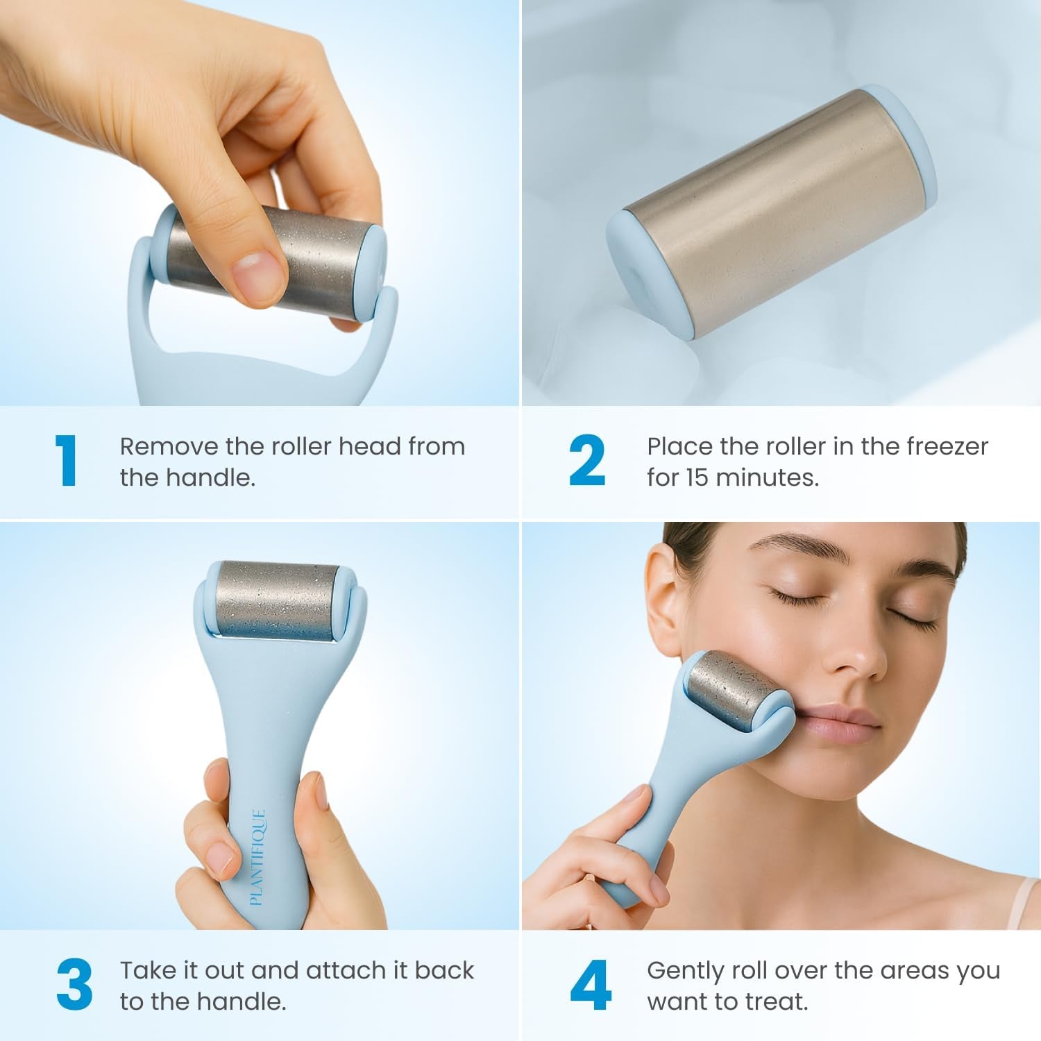 Stainless Steel Gua Sha and Ice Roller for Face & Body - Cooling Facial Tool Set to Reduce Puffiness, Improve Lymphatic Drainage & Soothe Skin