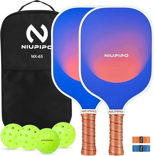 USAPA Approved Pickleball Paddle Set - Carbon Fiber & Fiberglass Hybrid with Polypropylene Honeycomb Core, Cushioned Grip, Includes Bag/Cover, Available in Sets of 1, 2, or 4 for Men and Women