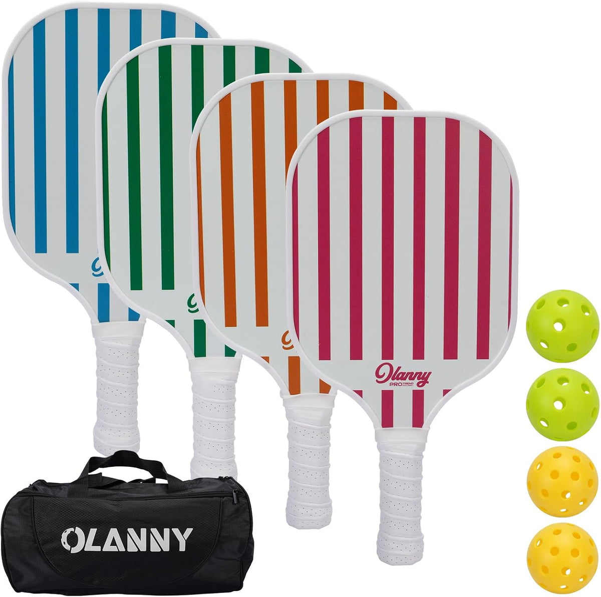 Premium Graphite Pickleball Paddle Set - Includes Fiber Face Rackets, Polymer Honeycomb Core, Pickleball Balls, Replacement Soft Grip, and Carrying Bag