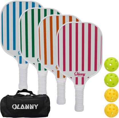 Premium Graphite Pickleball Paddle Set - Includes Fiber Face Rackets, Polymer Honeycomb Core, Pickleball Balls, Replacement Soft Grip, and Carrying Bag