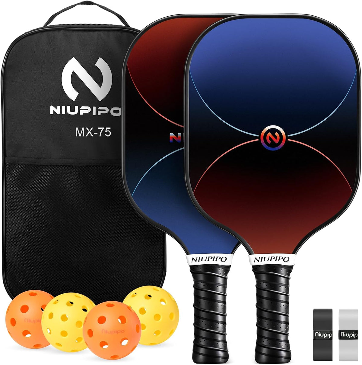 USAPA Approved Pickleball Paddle Set - Carbon Fiber & Fiberglass Hybrid with Polypropylene Honeycomb Core, Cushioned Grip, Includes Bag/Cover, Available in Sets of 1, 2, or 4 for Men and Women