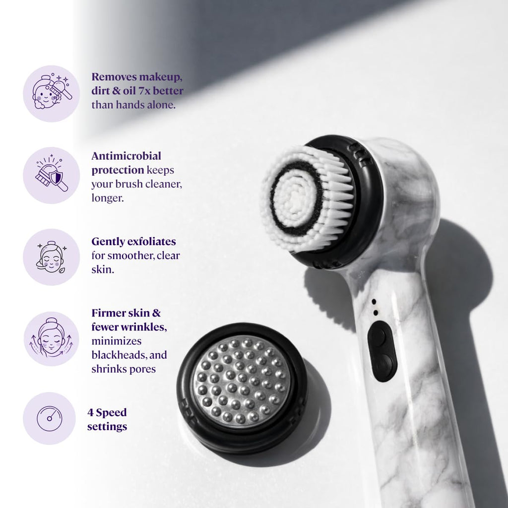 Beauty Soniclear Allure 2026 Readers Choice Winner Sonic (No Rotating) Facial Cleansing + Exfoliation Brush for Men/Women, Antimicrobial Protected Bristles, 4 Speeds, Serum Infusion Head