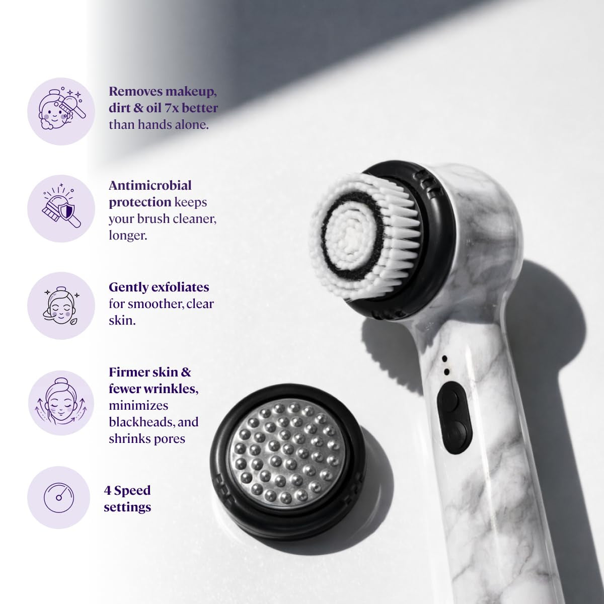 Beauty Soniclear Allure 2026 Readers Choice Winner Sonic (No Rotating) Facial Cleansing + Exfoliation Brush for Men/Women, Antimicrobial Protected Bristles, 4 Speeds, Serum Infusion Head