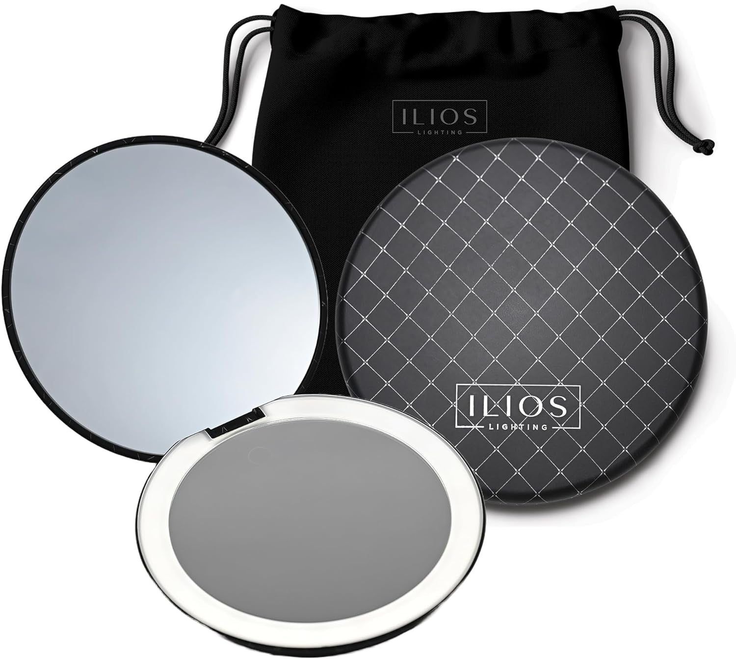 LED Compact Mirror with Light — 1X & 10X Magnification, 30-Day Battery, USB-C Rechargeable, 5-Inch Foldable Travel Makeup Mirror (White)