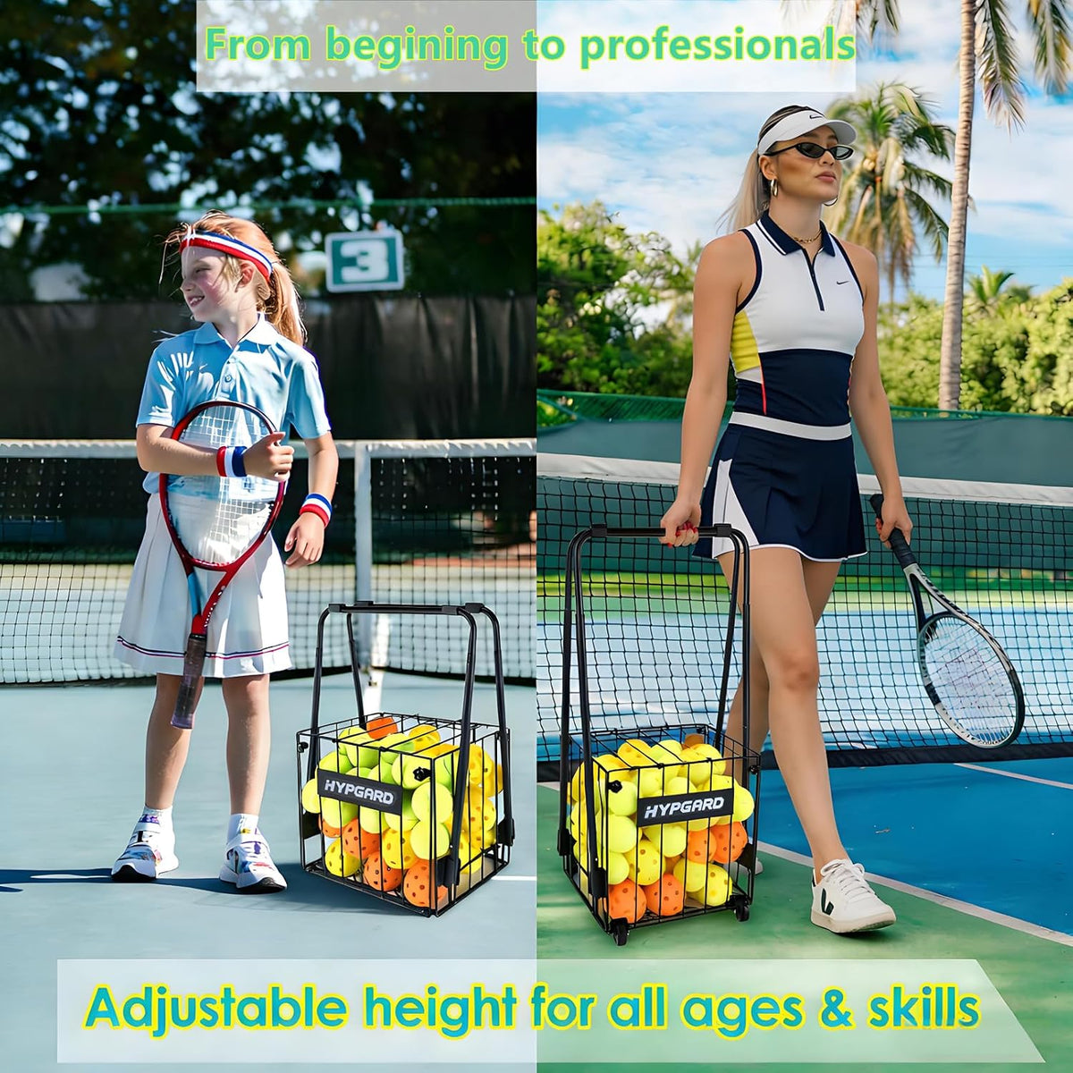 Foldable Tennis Ball and Pickleball Teaching Cart