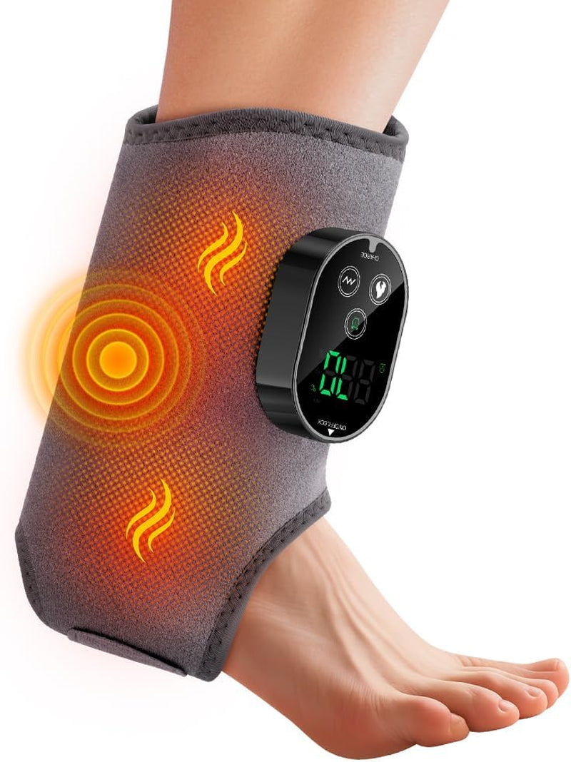 2-Pack Foot Renew Foot Massager, Cordless Ankle Heating Pad with Massager, Foot and Ankle Massager with Heat, 6 Heat Levels & 3 Massage Modes with Timer (Grey)