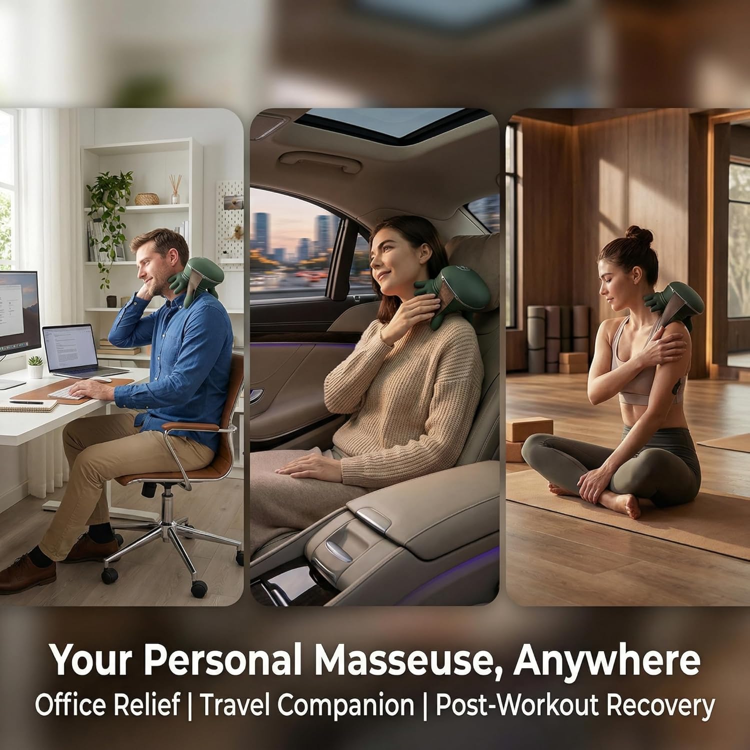 Revitalize Your Day with the Shiatsu Neck and Back Massager - Portable 4D Deep Tissue Relief with Soothing Heat!