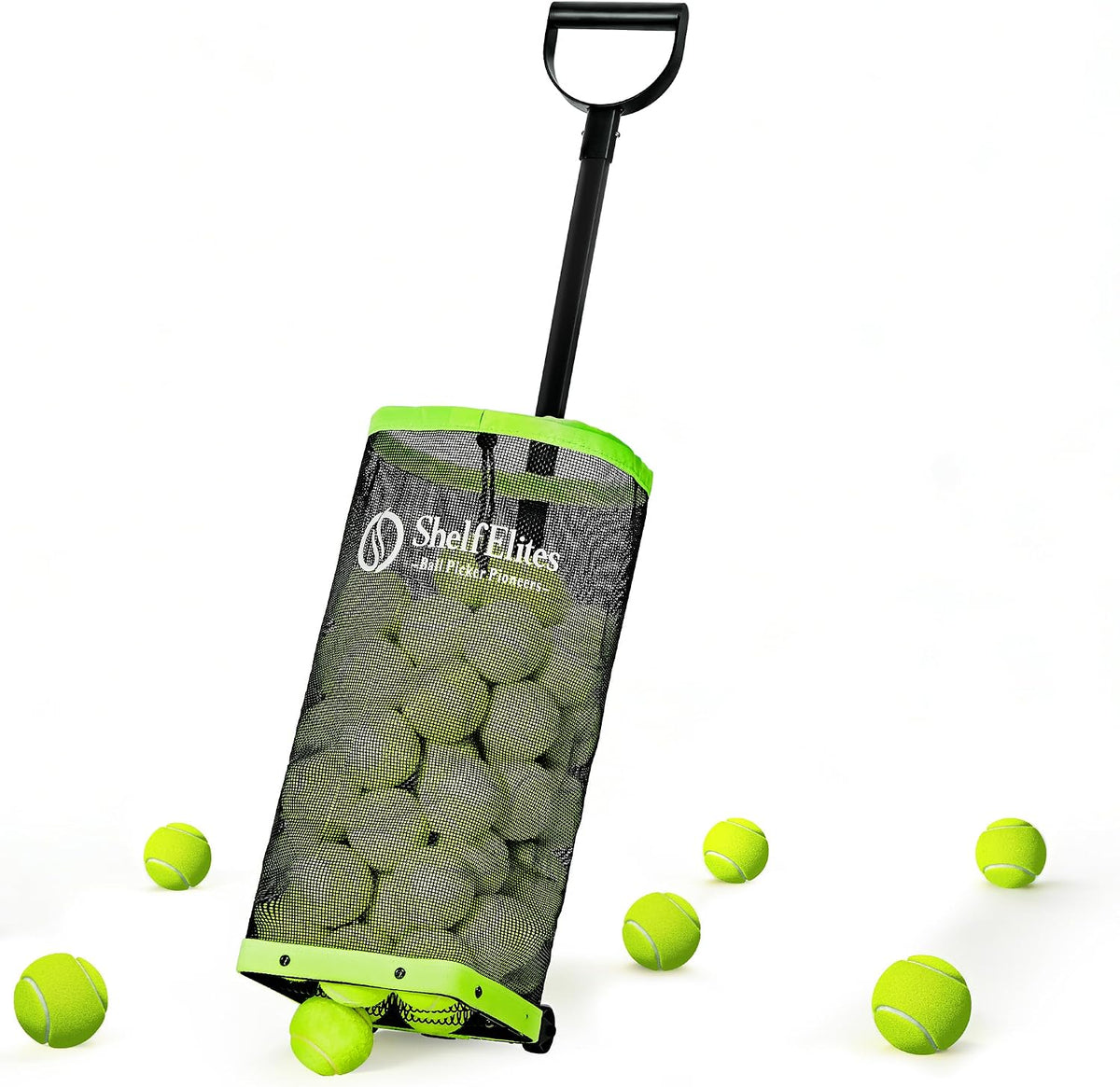 Portable Tennis Ball Hopper and Pickleball Basket with Foldable Design and Storage Bag for Multi-Sport Training and Practice