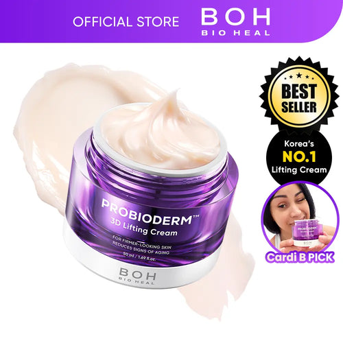 [Cardi B Pick] BIOHEAL BOH Probioderm 3D Lifting Cream 1.7 Fl Oz | Advanced Korean Facial Night Cream with 17-Peptide Complex & Probioderm for Wrinkles on Face and Neck, Butter-Rich Texture for Perfect Slugging