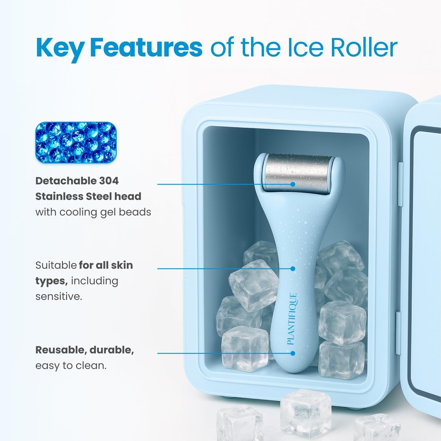 Stainless Steel Gua Sha and Ice Roller for Face & Body - Cooling Facial Tool Set to Reduce Puffiness, Improve Lymphatic Drainage & Soothe Skin