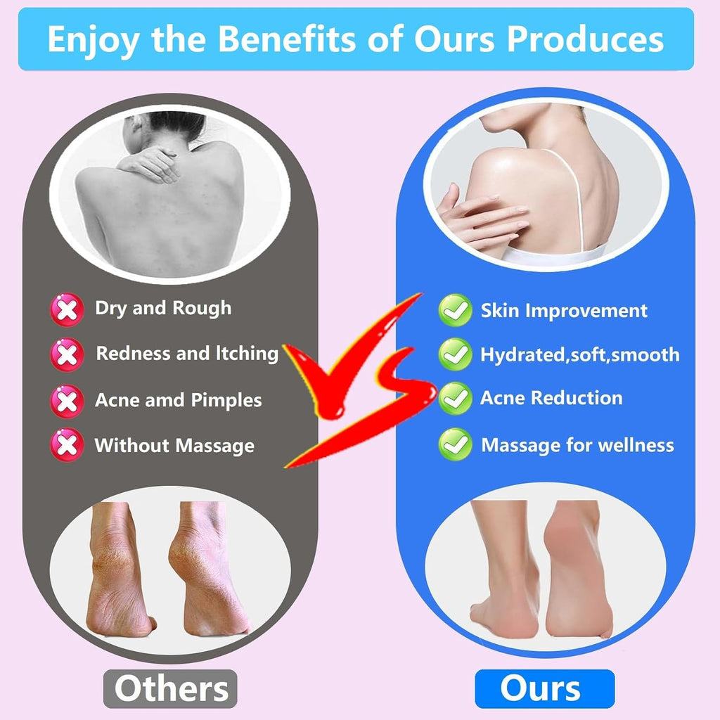 Foot Scrubber&Back Scrubber for Shower Set.Detachable Exfoliating Back Scrubber with Handle+Suction Cup Anti-Slip Foot Scrub Mat Wall Mount for Hygienic Storage&Deep-Cleaning for Men&Women(Pink)