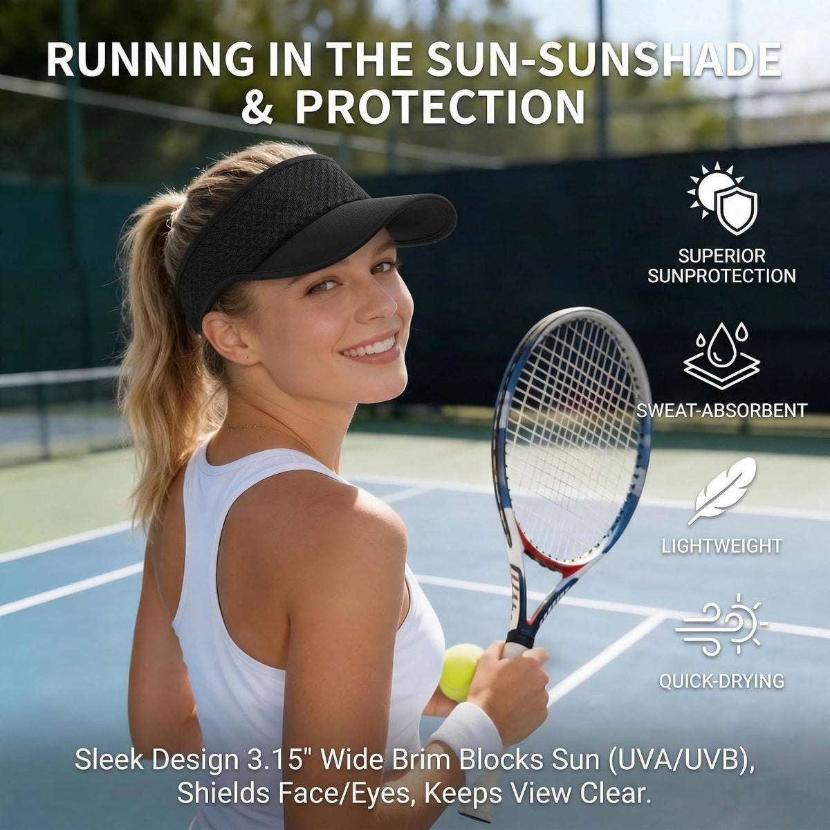 Moisture-Wicking Lightweight Sun Visor Hat for Men and Women
