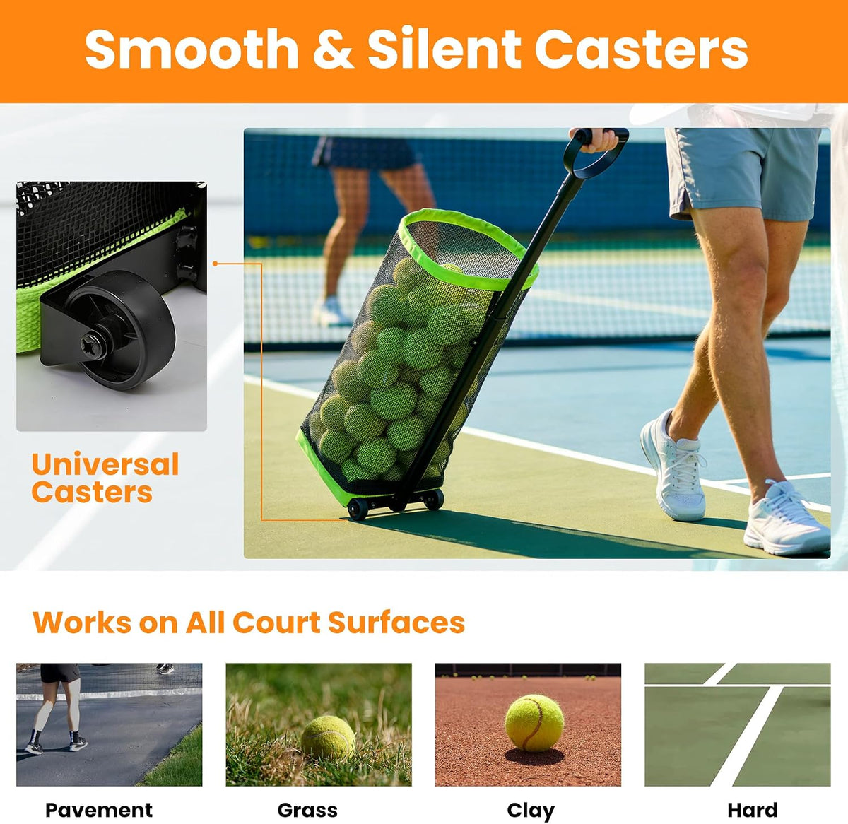 Portable Tennis Ball Hopper and Pickleball Basket with Foldable Design and Storage Bag for Multi-Sport Training and Practice