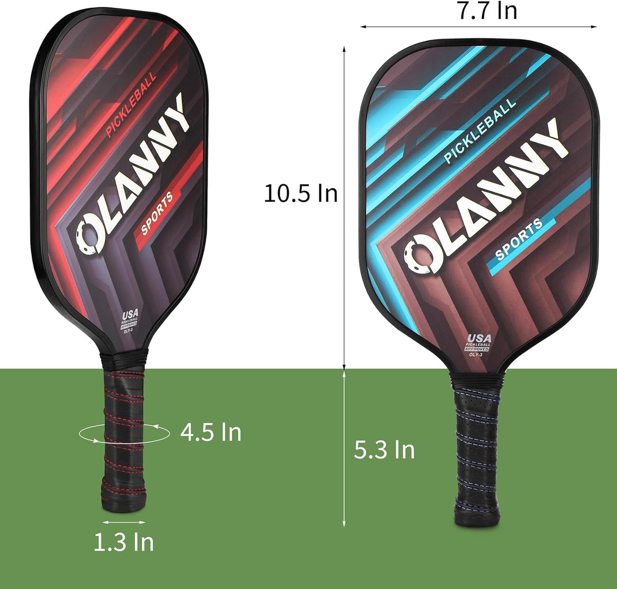 Premium Graphite Pickleball Paddle Set - Includes Fiber Face Rackets, Polymer Honeycomb Core, Pickleball Balls, Replacement Soft Grip, and Carrying Bag