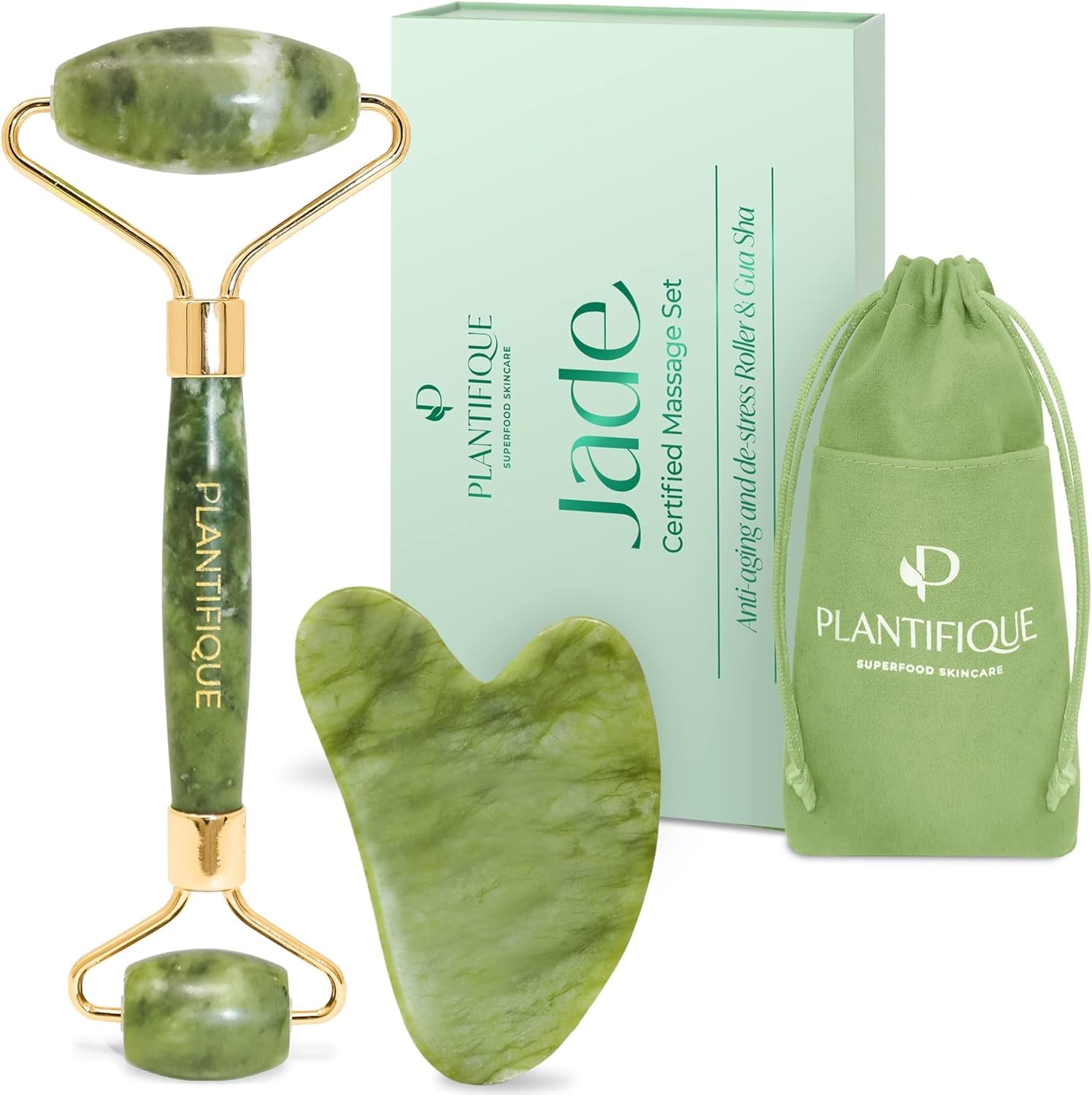 Stainless Steel Gua Sha and Ice Roller for Face & Body - Cooling Facial Tool Set to Reduce Puffiness, Improve Lymphatic Drainage & Soothe Skin