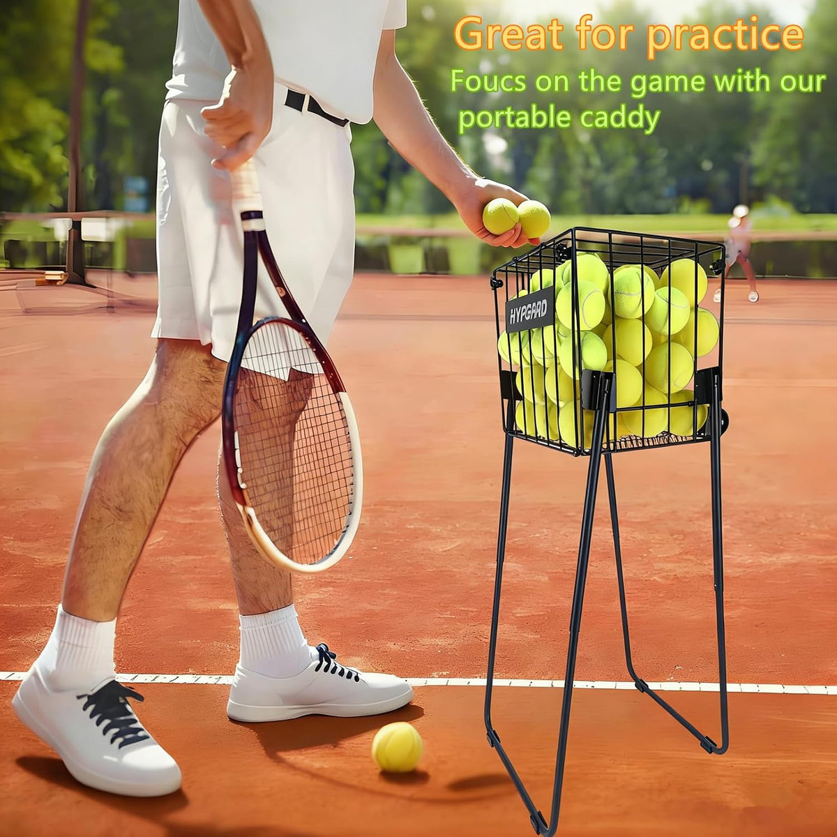 Foldable Tennis Ball and Pickleball Teaching Cart