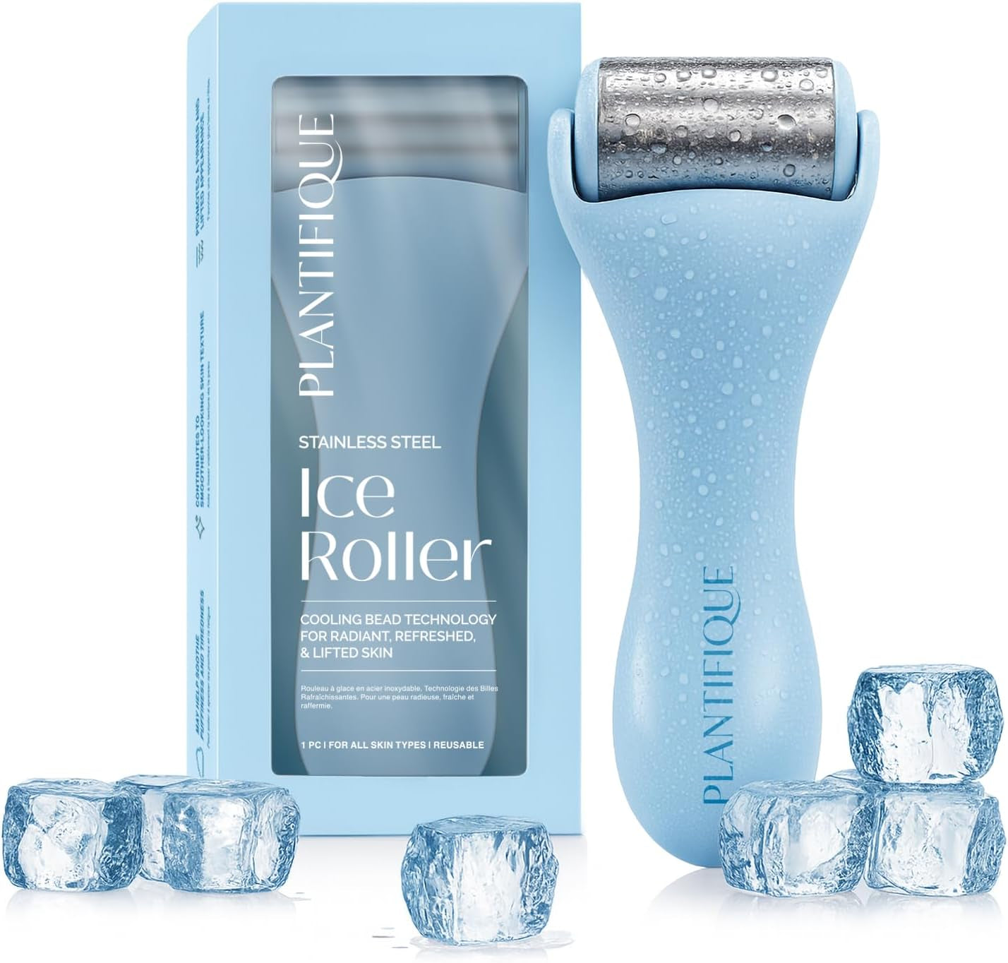 Stainless Steel Gua Sha and Ice Roller for Face & Body - Cooling Facial Tool Set to Reduce Puffiness, Improve Lymphatic Drainage & Soothe Skin