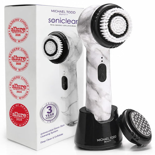 Beauty Soniclear Allure 2026 Readers Choice Winner Sonic (No Rotating) Facial Cleansing + Exfoliation Brush for Men/Women, Antimicrobial Protected Bristles, 4 Speeds, Serum Infusion Head