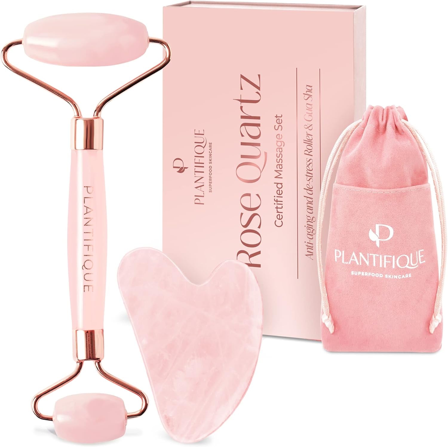 Stainless Steel Gua Sha and Ice Roller for Face & Body - Cooling Facial Tool Set to Reduce Puffiness, Improve Lymphatic Drainage & Soothe Skin