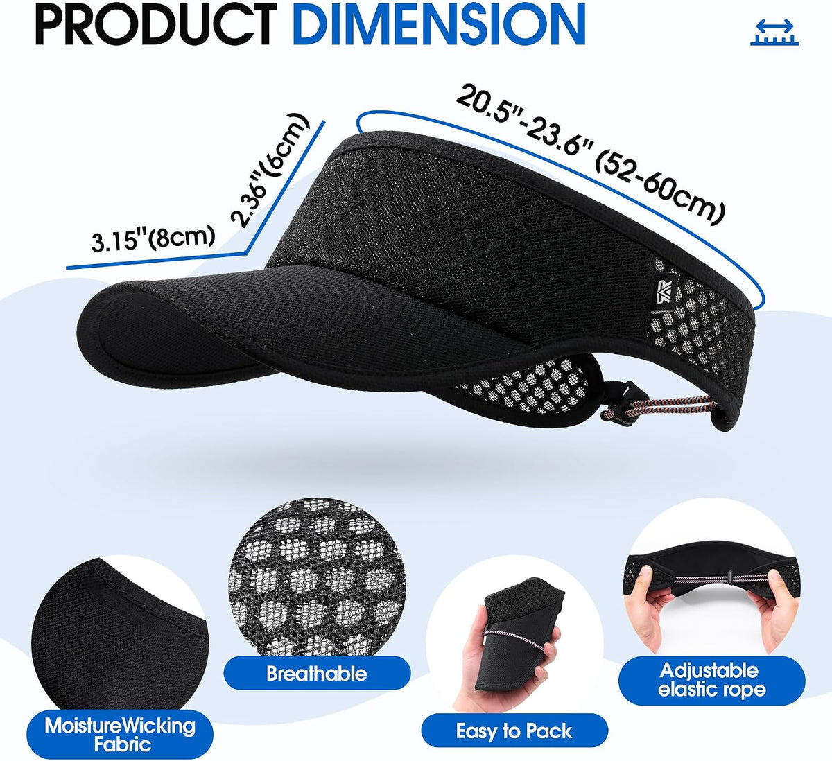 Moisture-Wicking Lightweight Sun Visor Hat for Men and Women