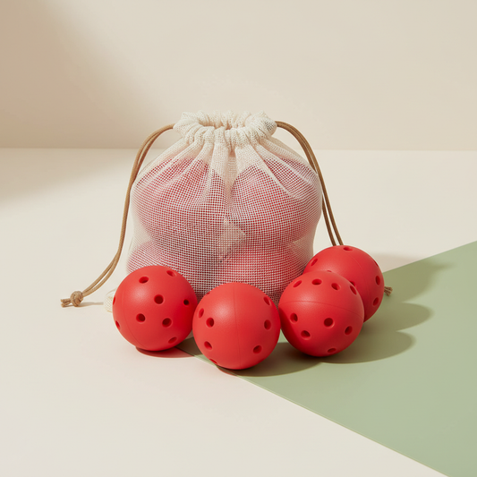 JAEKERN outdoor pickleballs arranged on a neutral luxury studio surface